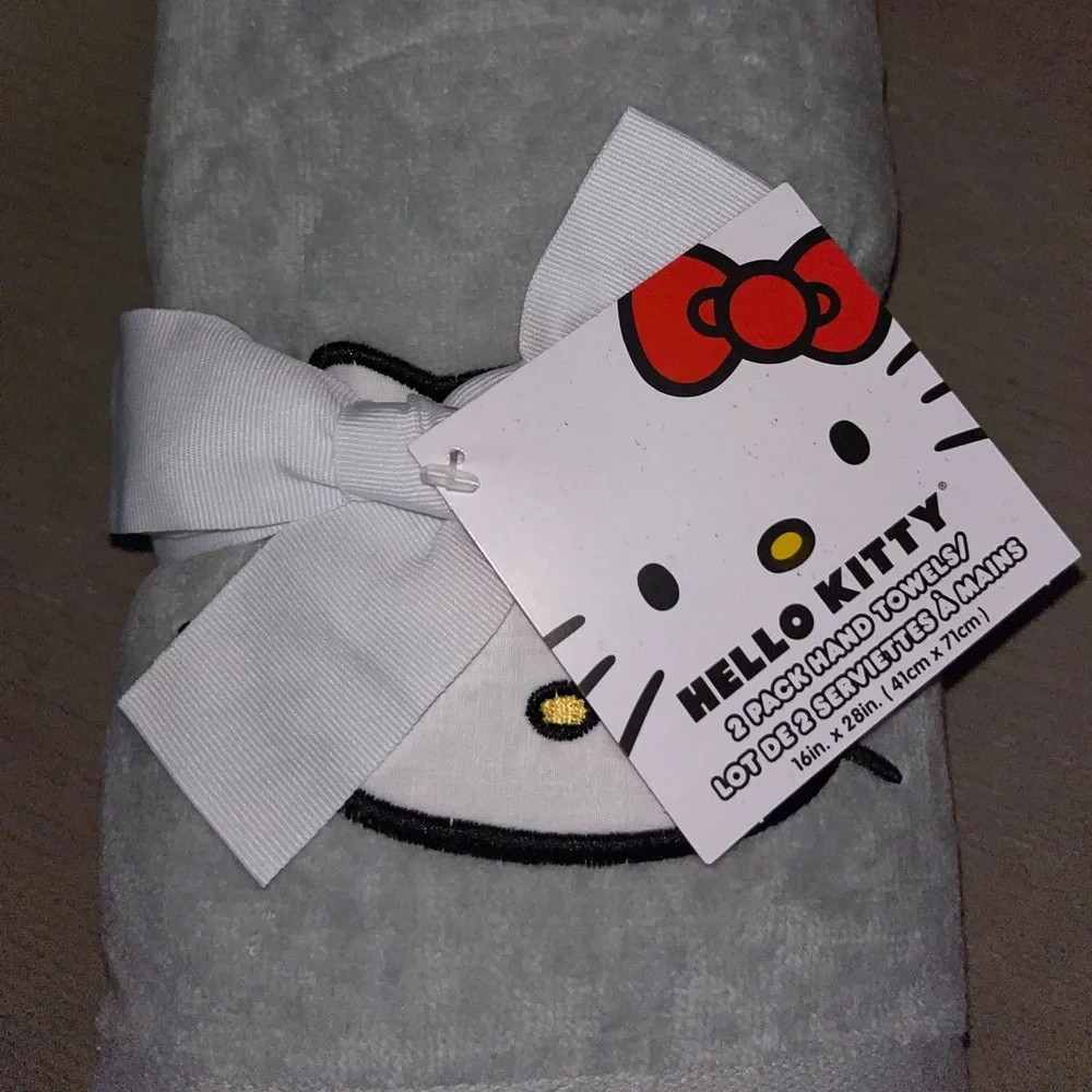 Hello Kitty Grey Hand Towel set of Two